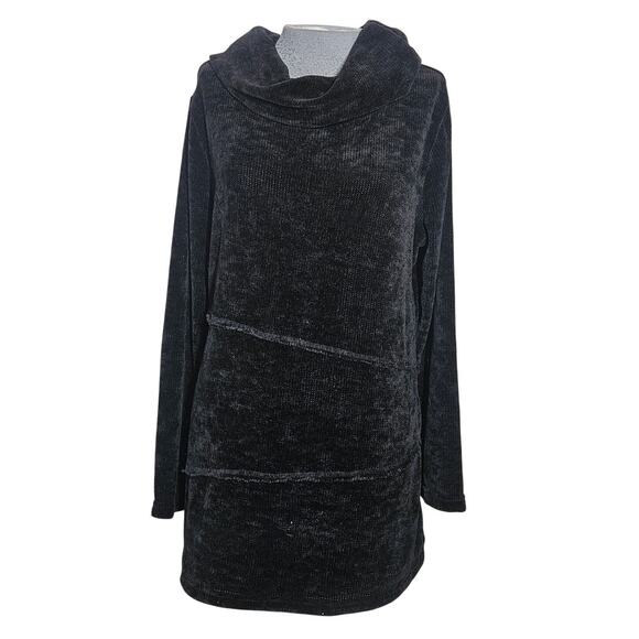 Black Cowl Neck Tunic Length Top Size Large - Picture 1 of 4